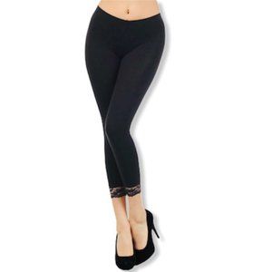 Gipsy Cropped Lace Trim Footless Tight in Black